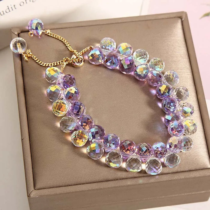 Handgemachtes Zirkon Armband Damen – Lila Kristall Schmuck Geschenk