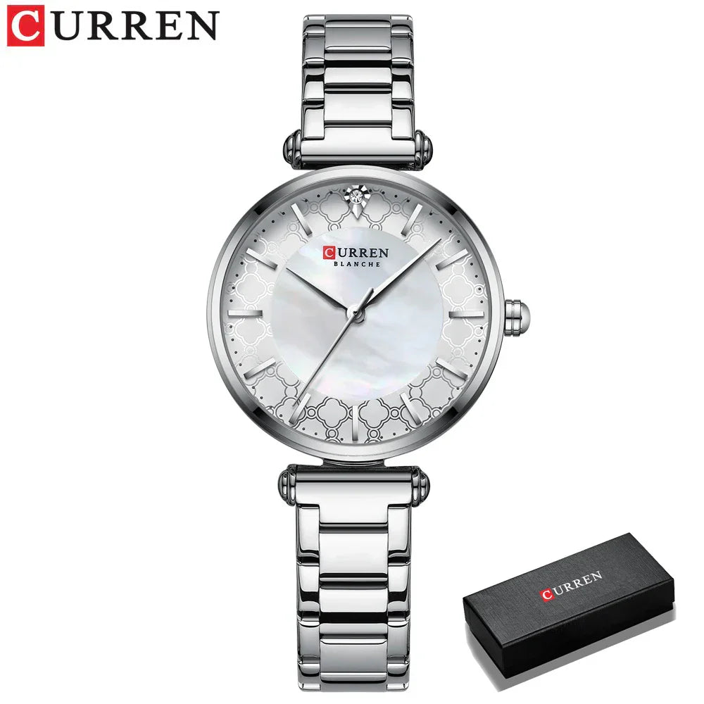 Elegante Damen Armbanduhr Edelstahl Analog Quarz wasserbeständig