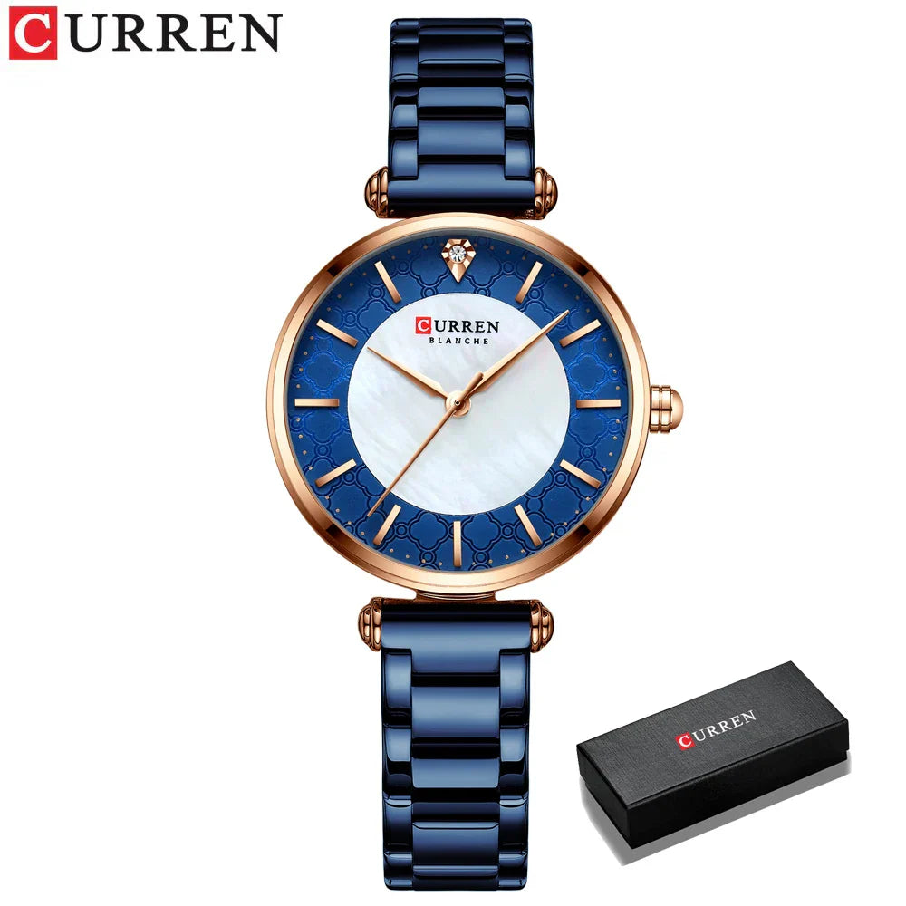 Elegante Damen Armbanduhr Edelstahl Analog Quarz wasserbeständig