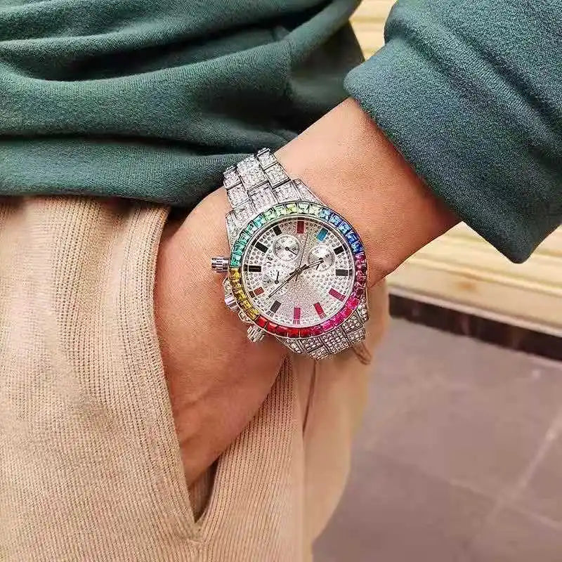Iced Out Quartz Watch – Gold Statement Piece
