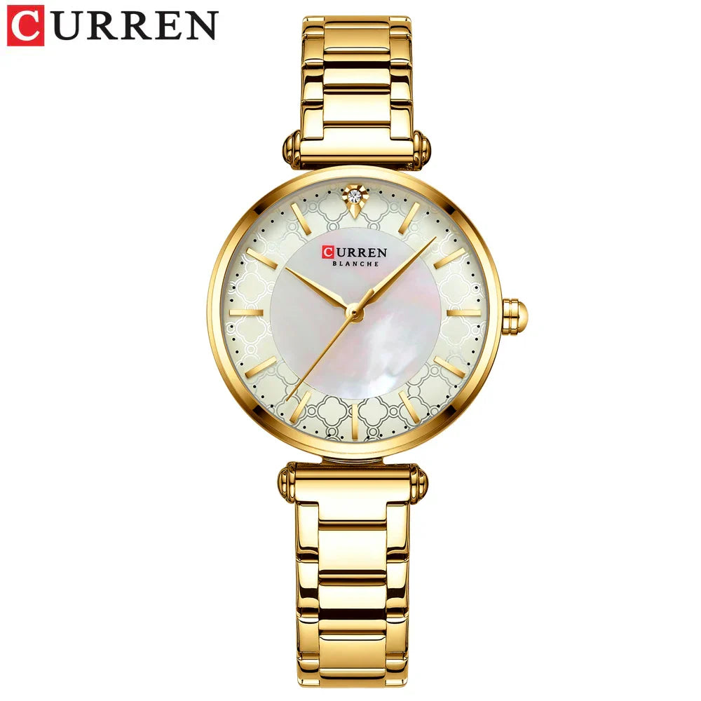 Elegante Damen Armbanduhr Edelstahl Analog Quarz wasserbeständig