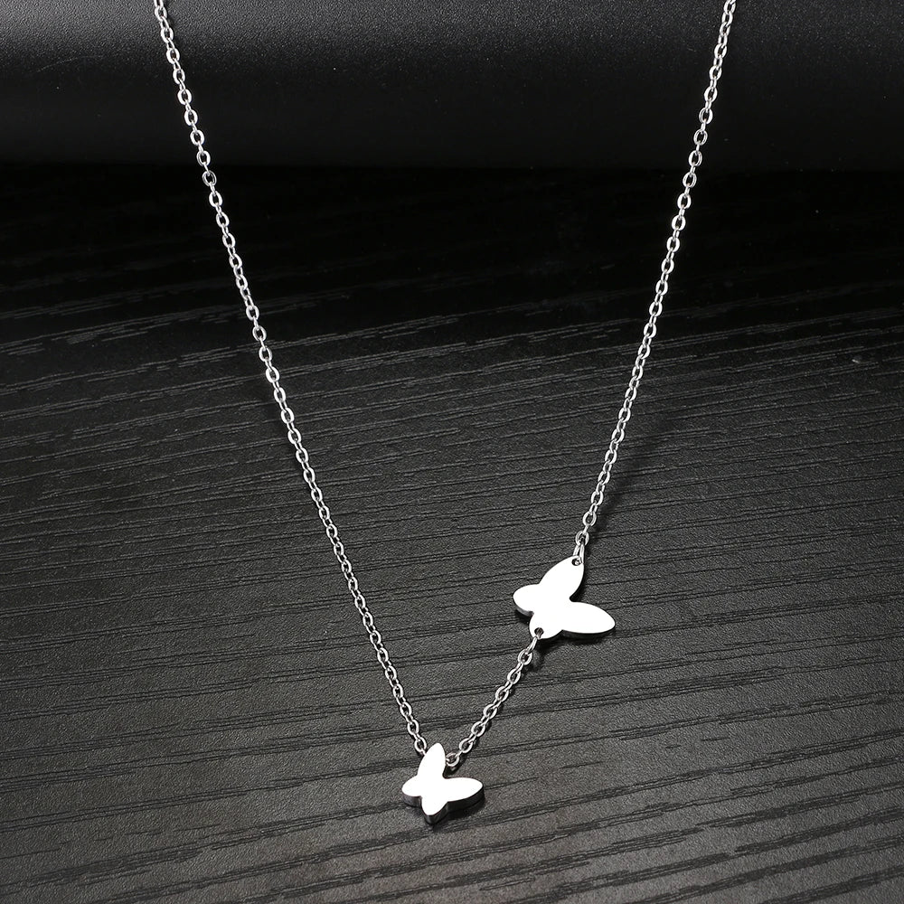Stainless Steel Necklaces Delicate Butterfly Pendant Chain Fashion Necklace Jewelry Luxury 's Clavicle Party Gifts – Necklace