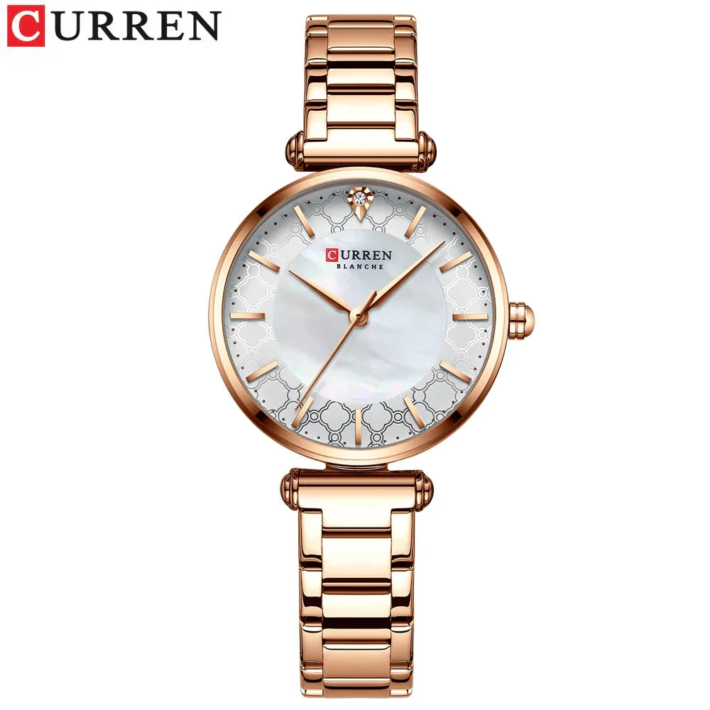 Elegante Damen Armbanduhr Edelstahl Analog Quarz wasserbeständig