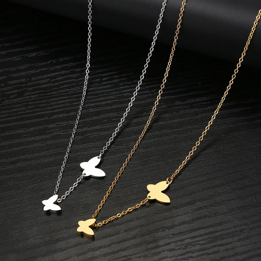 Stainless Steel Necklaces Delicate Butterfly Pendant Chain Fashion Necklace Jewelry Luxury 's Clavicle Party Gifts – Necklace