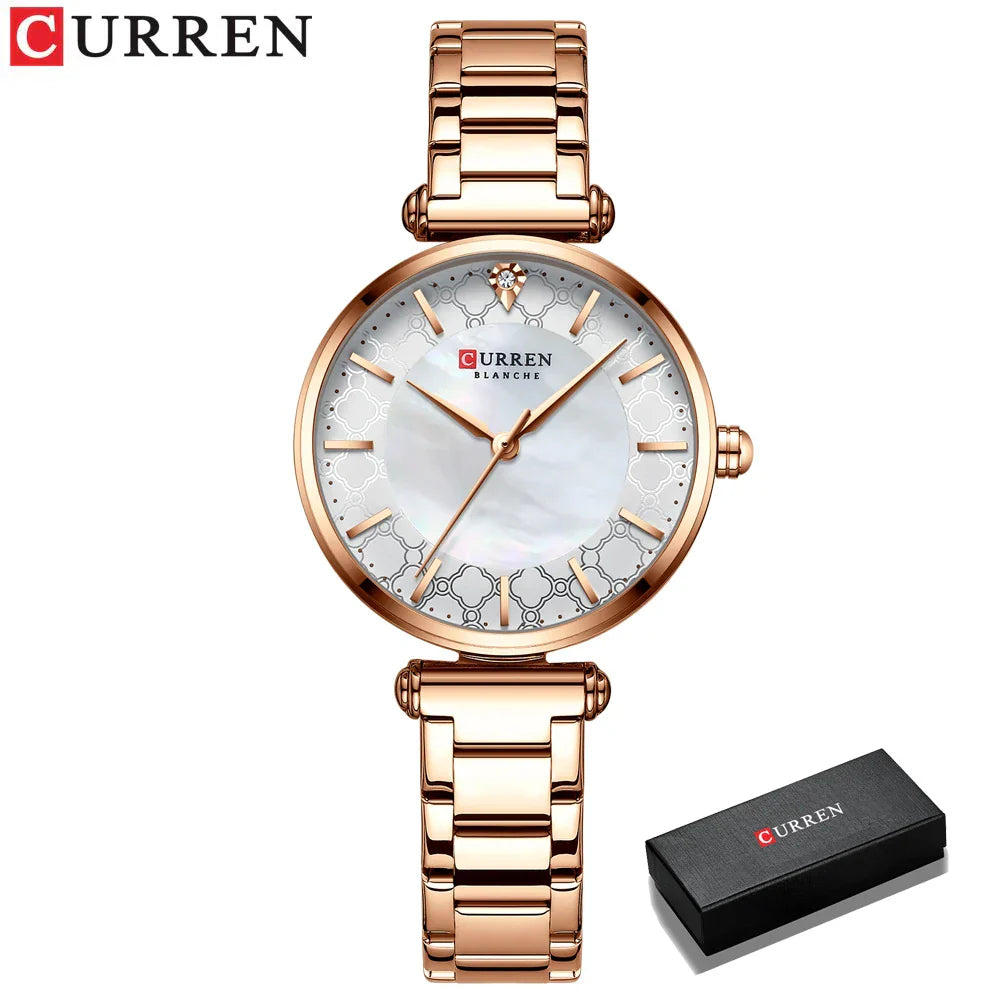 Elegante Damen Armbanduhr Edelstahl Analog Quarz wasserbeständig