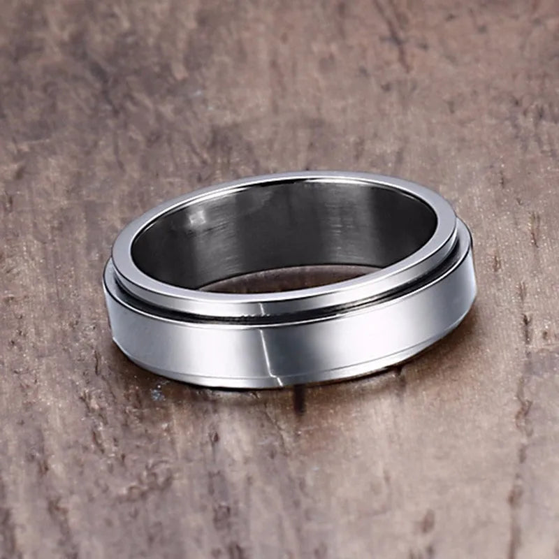 VNOX Spinner Ring für Herren – Drehbarer Edelstahlring 6 mm / 8 mm, Klassischer Stress-Release Ring