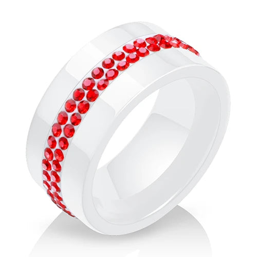 Eleganter Keramikring für Damen – Schwarz & Weiß mit Kristall