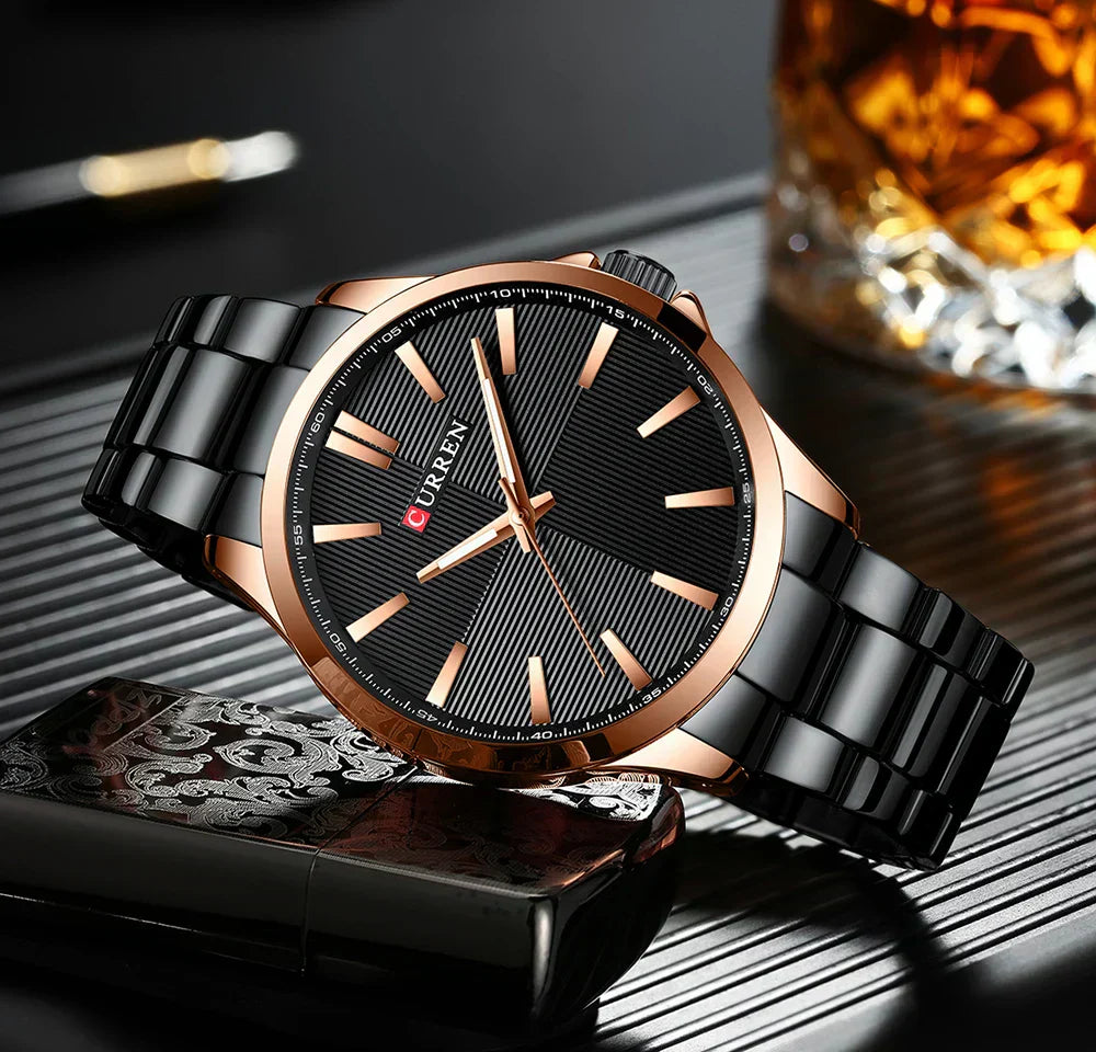 Herren Armbanduhr – Edelstahl Mesh Quarz-Uhr | Business & Freizeit | 3ATM Wasserdicht