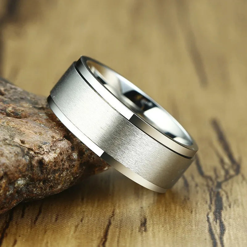 VNOX Spinner Ring für Herren – Drehbarer Edelstahlring 6 mm / 8 mm, Klassischer Stress-Release Ring