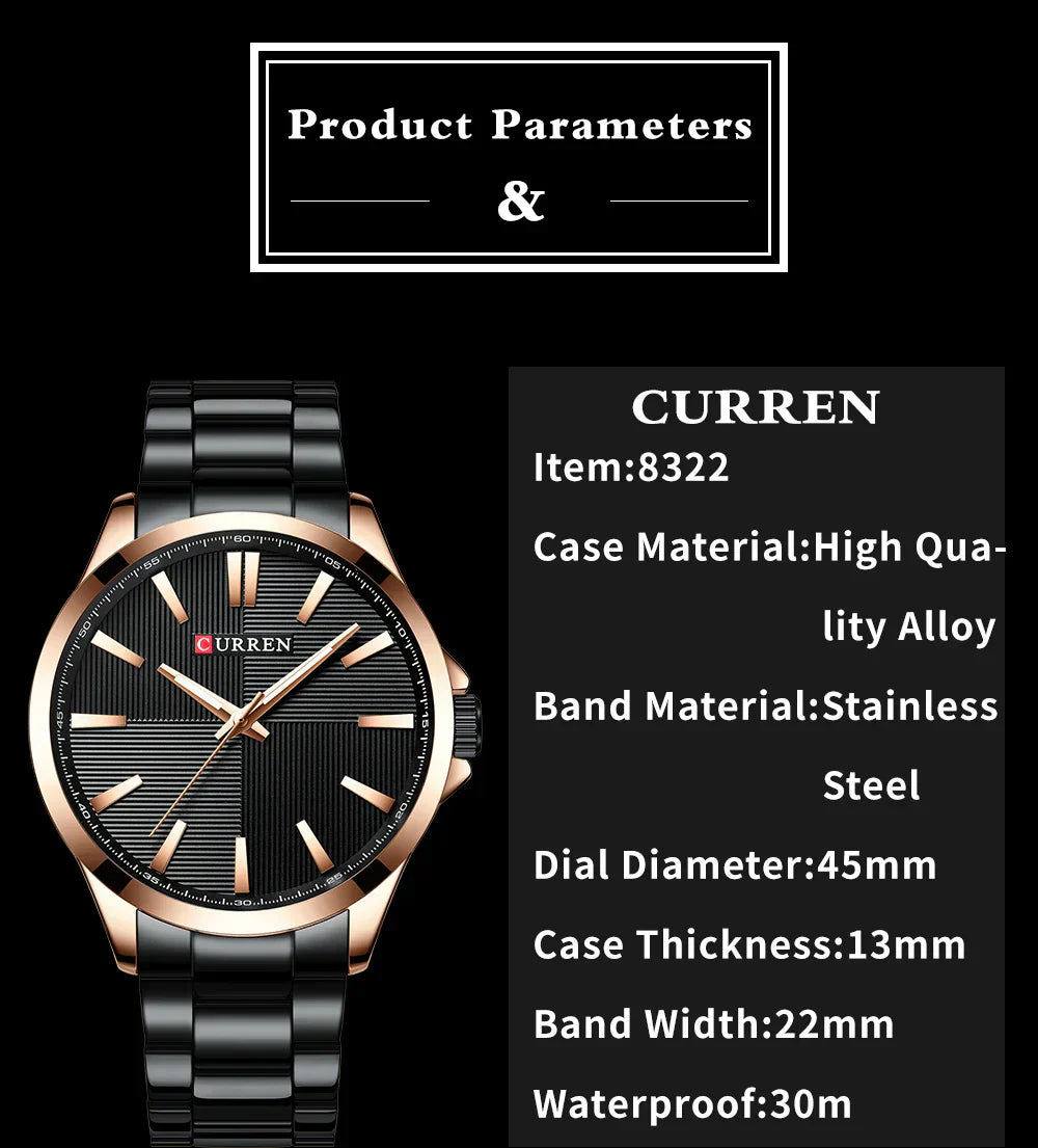 Herren Armbanduhr – Edelstahl Mesh Quarz-Uhr | Business & Freizeit | 3ATM Wasserdicht