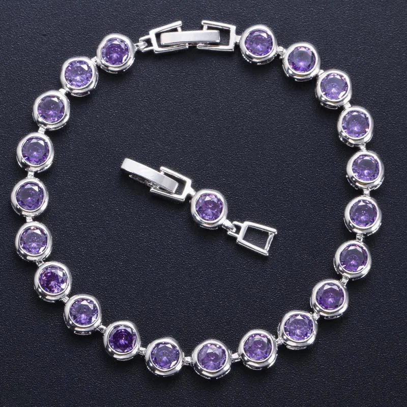 ThreeGraces Kristall Armband Damen – Lila Zirkonia Schmuck Geschenk