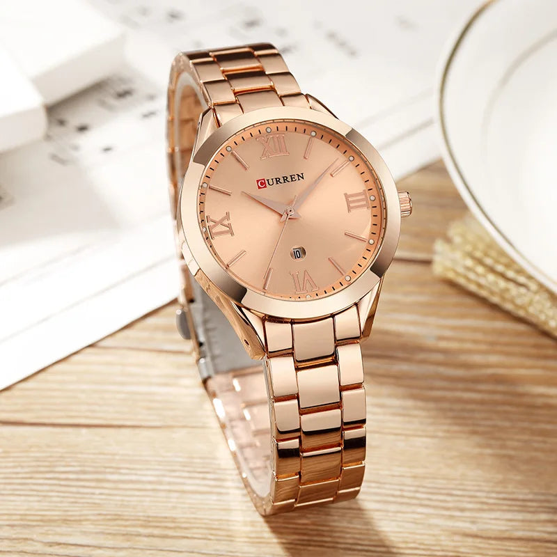Minimalistische Damen Armbanduhr Edelstahl Analog Quarz