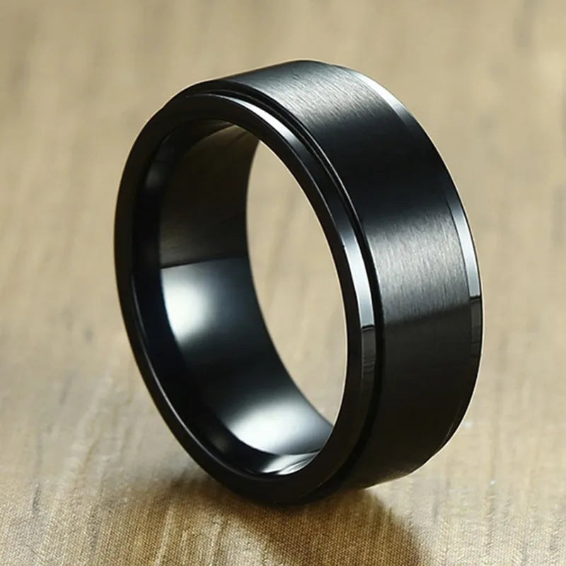 VNOX Spinner Ring für Herren – Drehbarer Edelstahlring 6 mm / 8 mm, Klassischer Stress-Release Ring