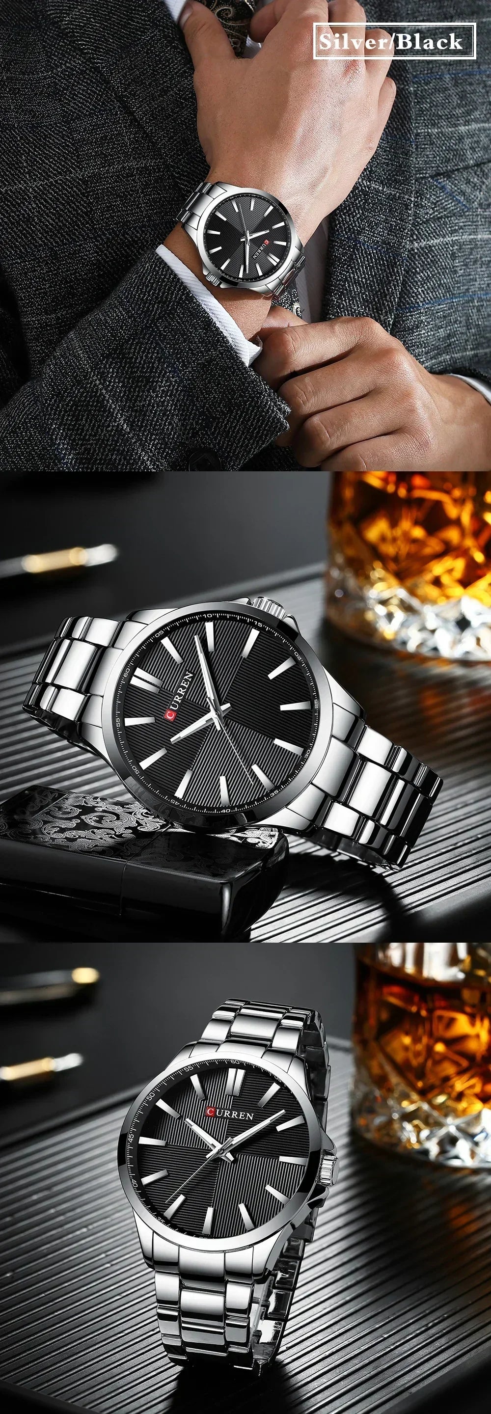 Herren Armbanduhr – Edelstahl Mesh Quarz-Uhr | Business & Freizeit | 3ATM Wasserdicht