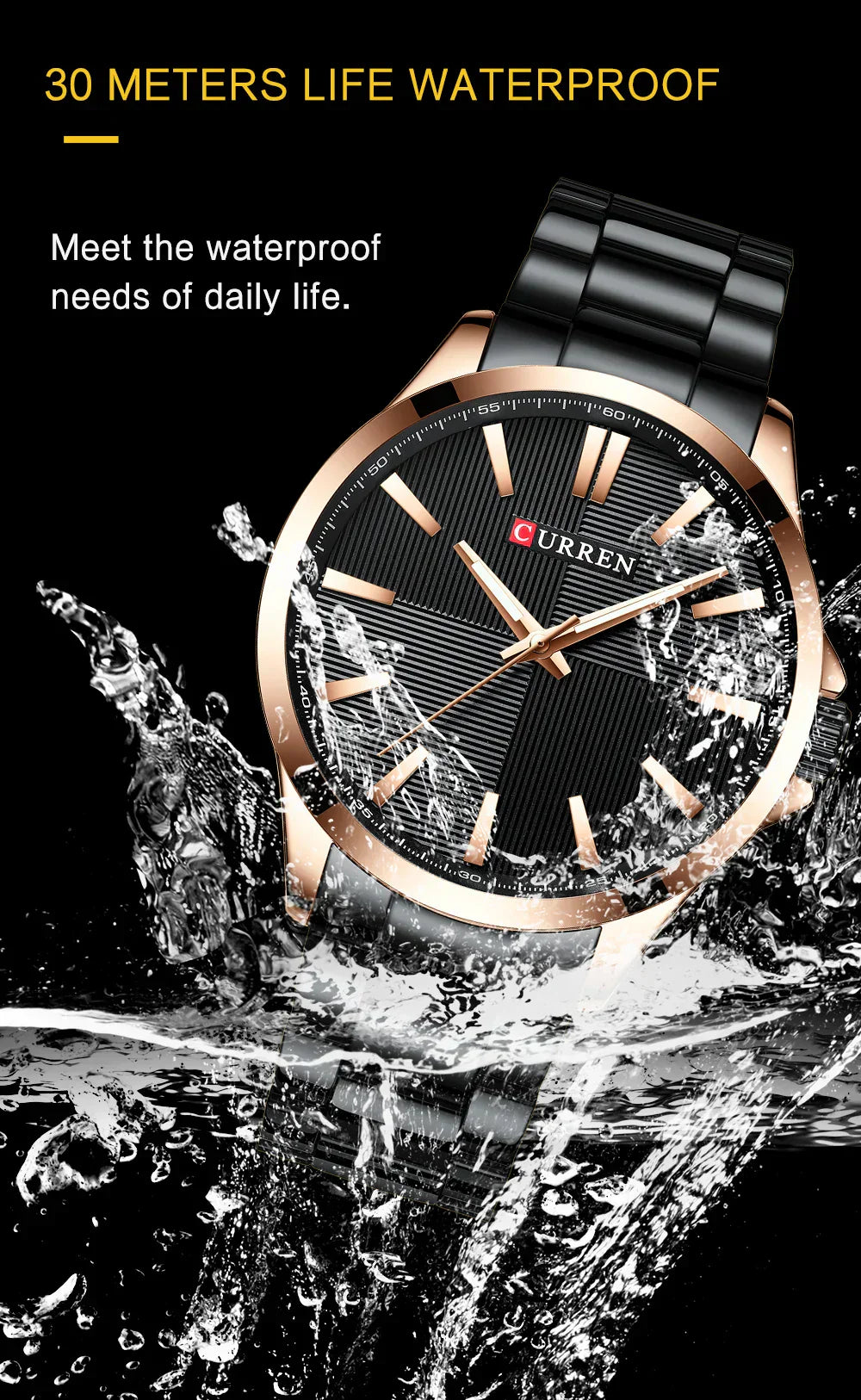 Herren Armbanduhr – Edelstahl Mesh Quarz-Uhr | Business & Freizeit | 3ATM Wasserdicht
