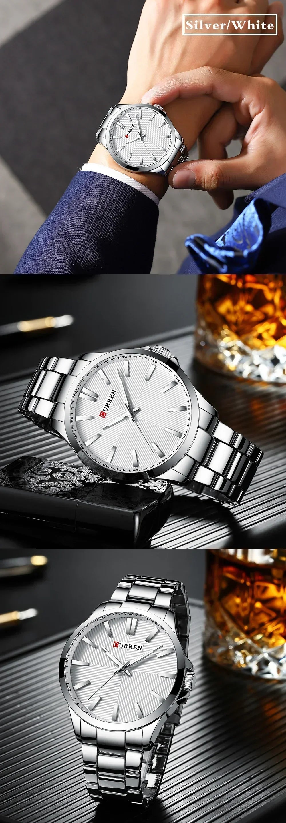 Herren Armbanduhr – Edelstahl Mesh Quarz-Uhr | Business & Freizeit | 3ATM Wasserdicht