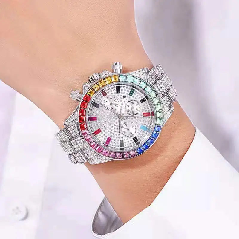 Iced Out Quartz Watch – Gold Statement Piece