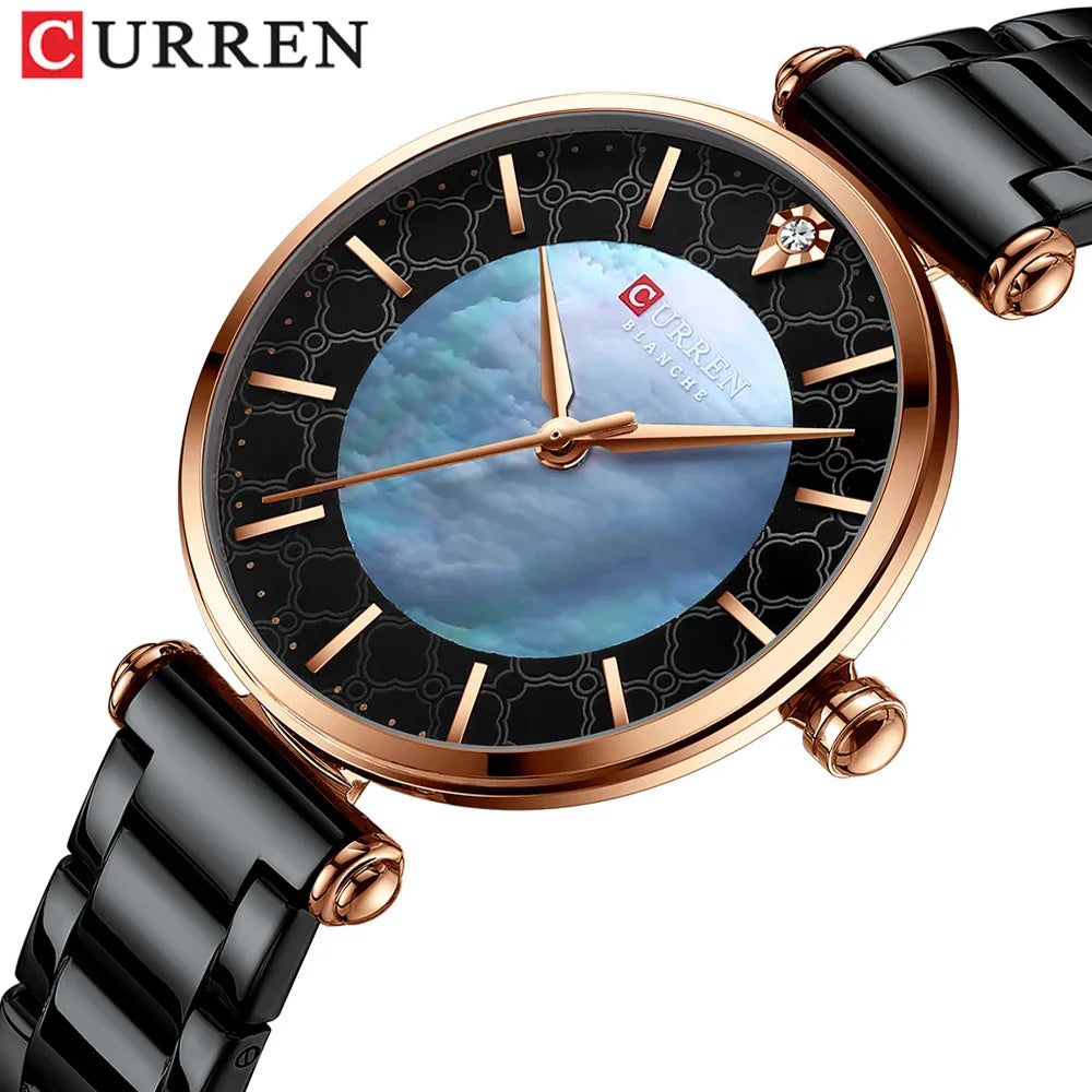Elegante Damen Armbanduhr Edelstahl Analog Quarz wasserbeständig