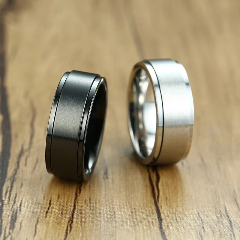 VNOX Spinner Ring für Herren – Drehbarer Edelstahlring 6 mm / 8 mm, Klassischer Stress-Release Ring