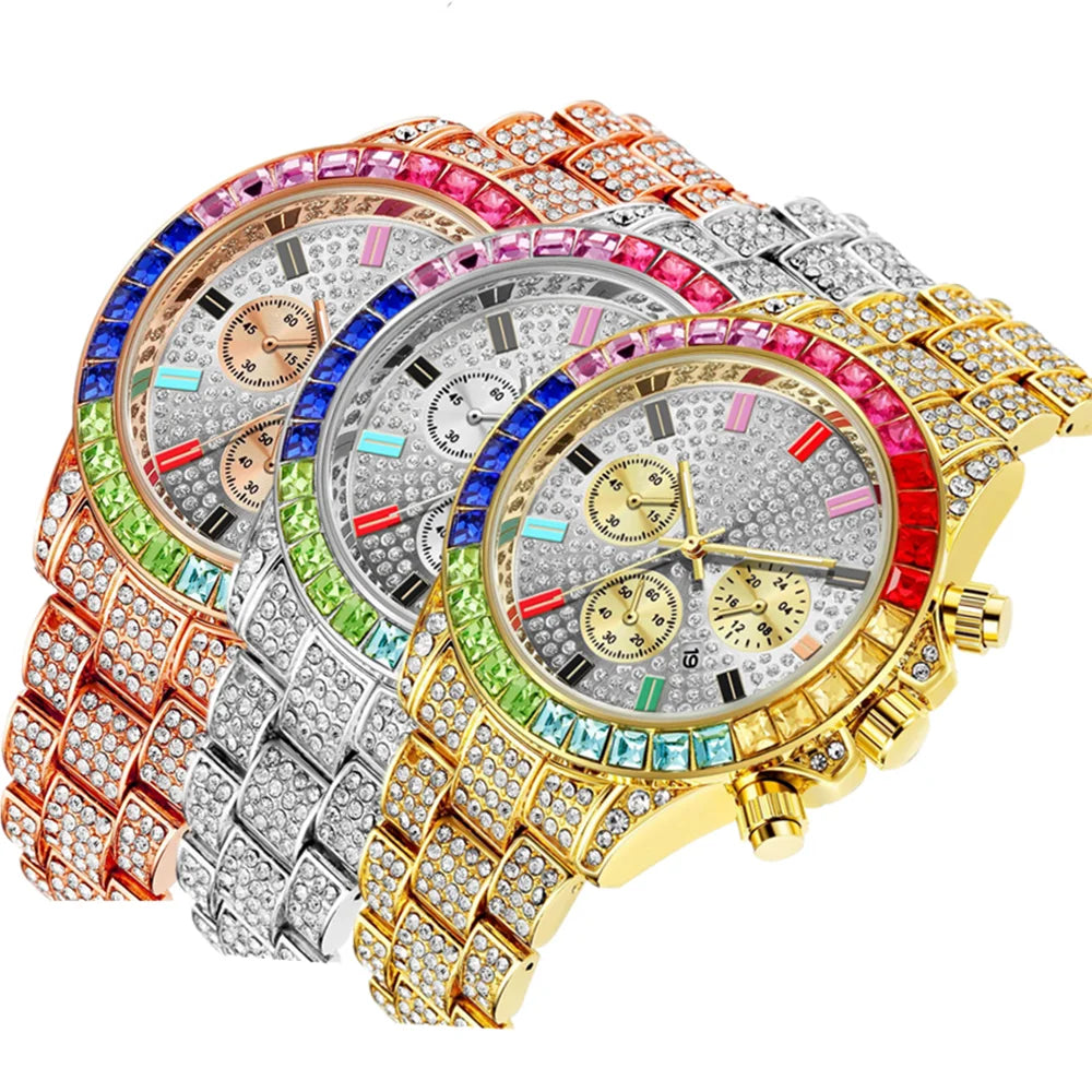 Iced Out Quartz Watch – Gold Statement Piece
