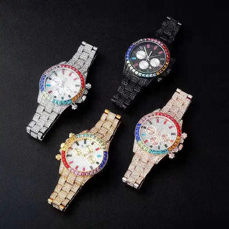 Iced Out Quartz Watch – Gold Statement Piece
