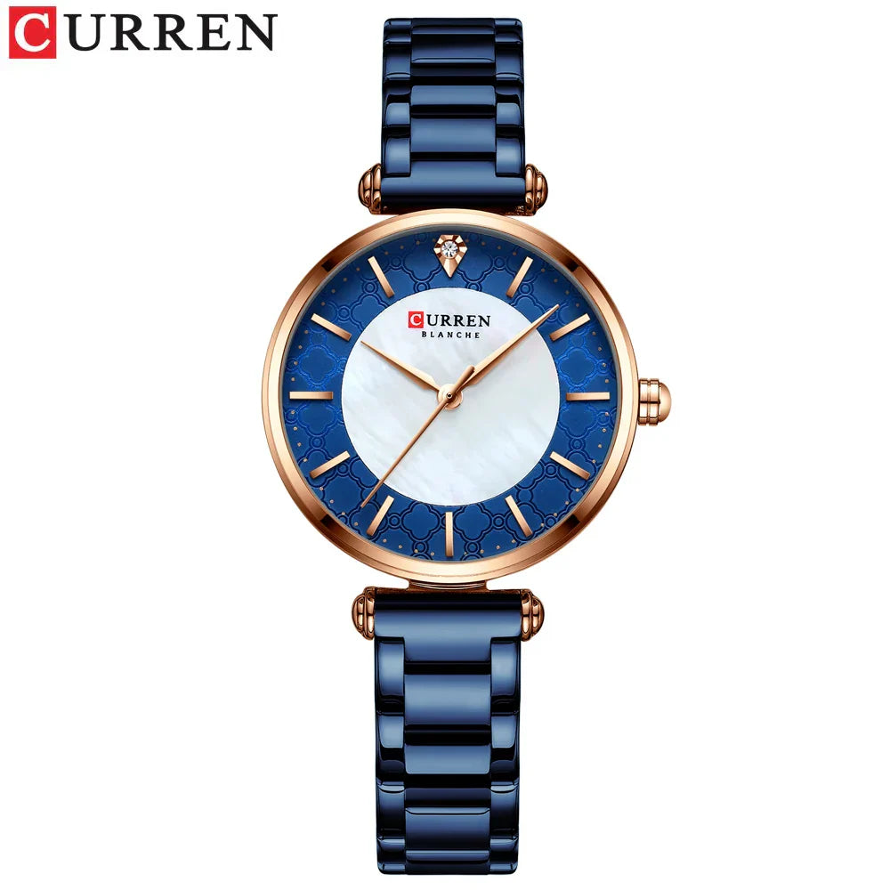 Elegante Damen Armbanduhr Edelstahl Analog Quarz wasserbeständig