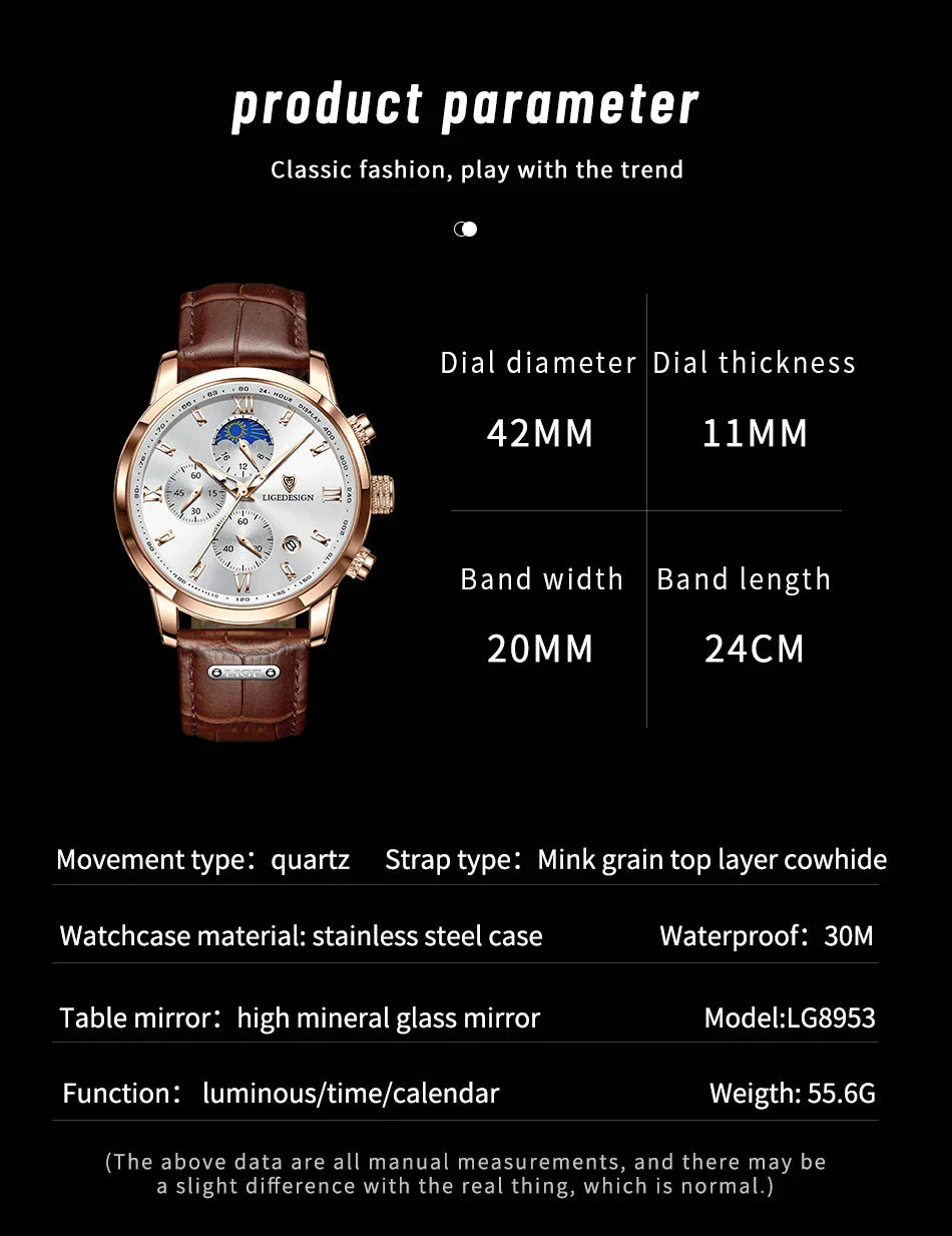 Edle Damen Armbanduhr Lederarmband Analog Quarz wasserbeständig