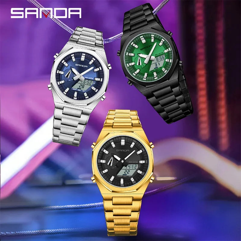 SANDA Luxury Men's Electronic Dual Watch
