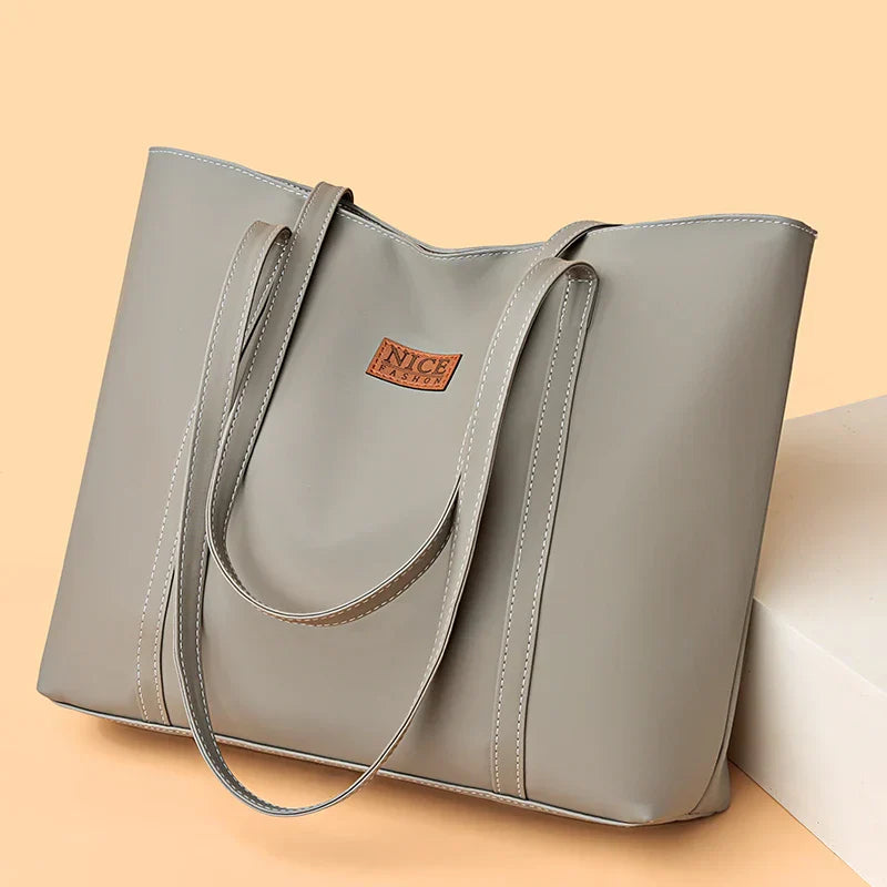 Stylish Nylon Shopper with Zipper and Interior Pockets