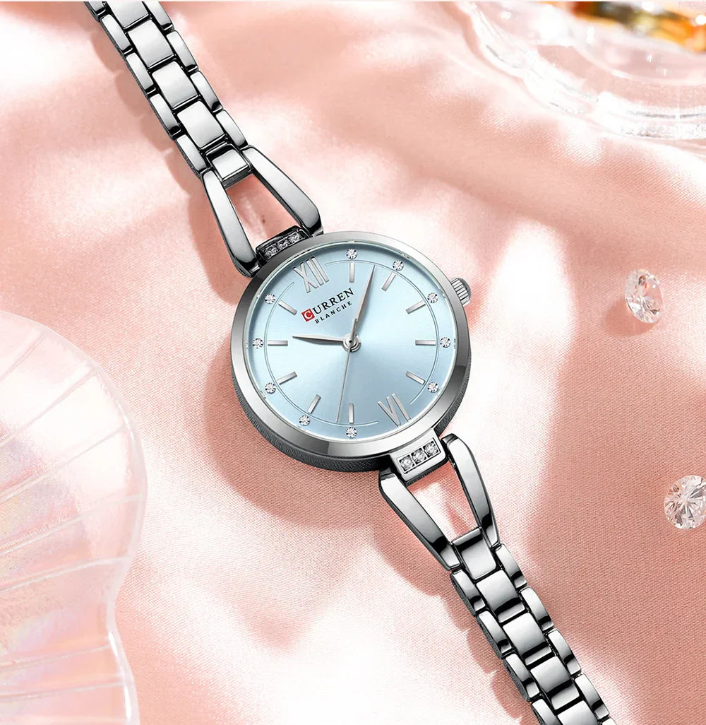 Edle Damen Armbanduhr Edelstahl Analog Quarz