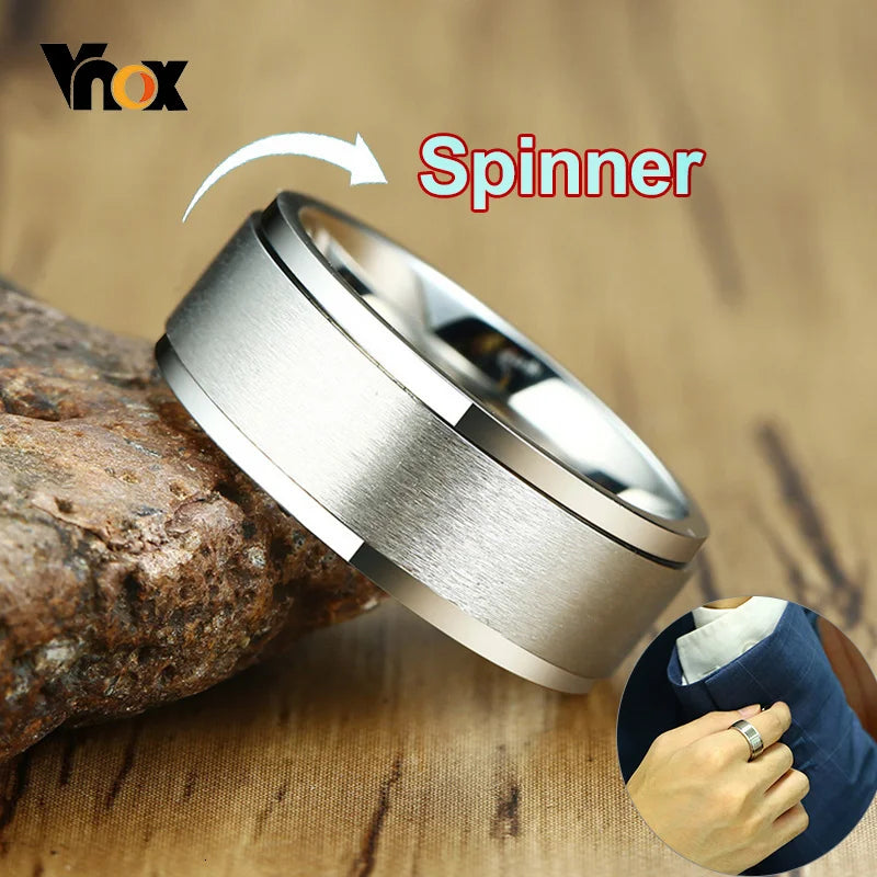 VNOX Spinner Ring für Herren – Drehbarer Edelstahlring 6 mm / 8 mm, Klassischer Stress-Release Ring