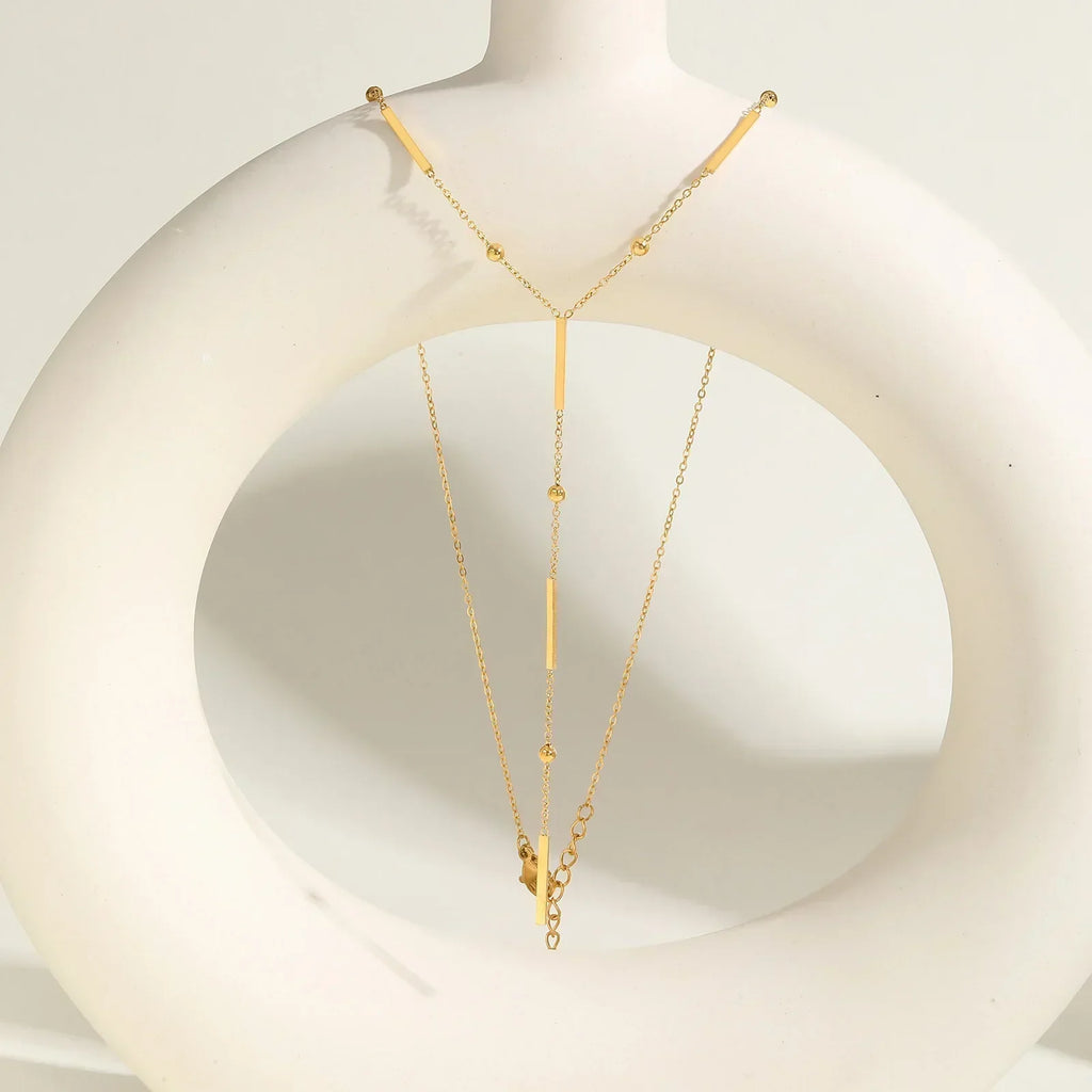 Beaded Long Chain Y Shape Necklace, Minimalist Drop Bar Pendant Choker Necklaces, Clavicle Chain Jewelry