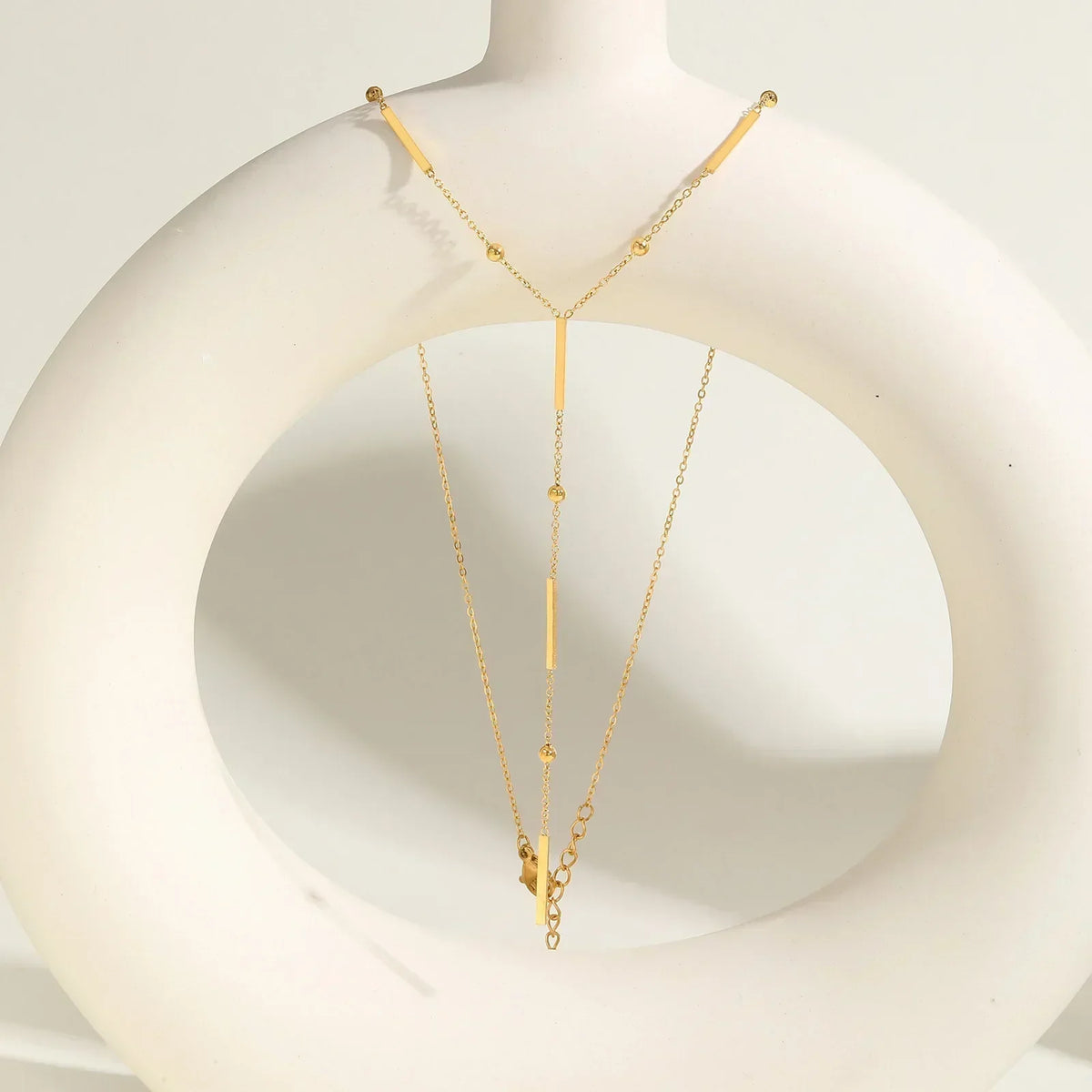 Beaded Long Chain Y Shape Necklace , Minimalist Drop Bar Pendant Choker Necklaces, Clavicle Chain Jewelry – Halskette