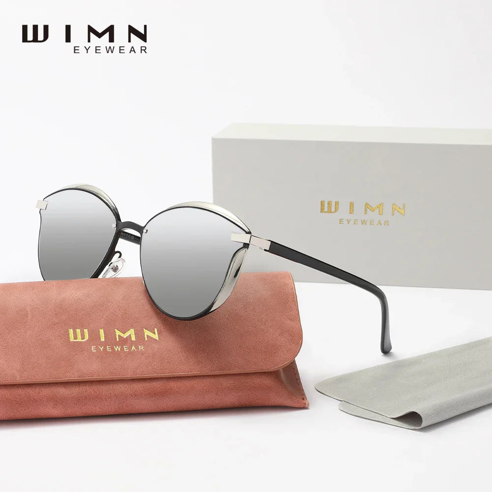 Minimalistische Sonnenbrille Cat-Eye PC polarisiert UV400 Spiegelglas