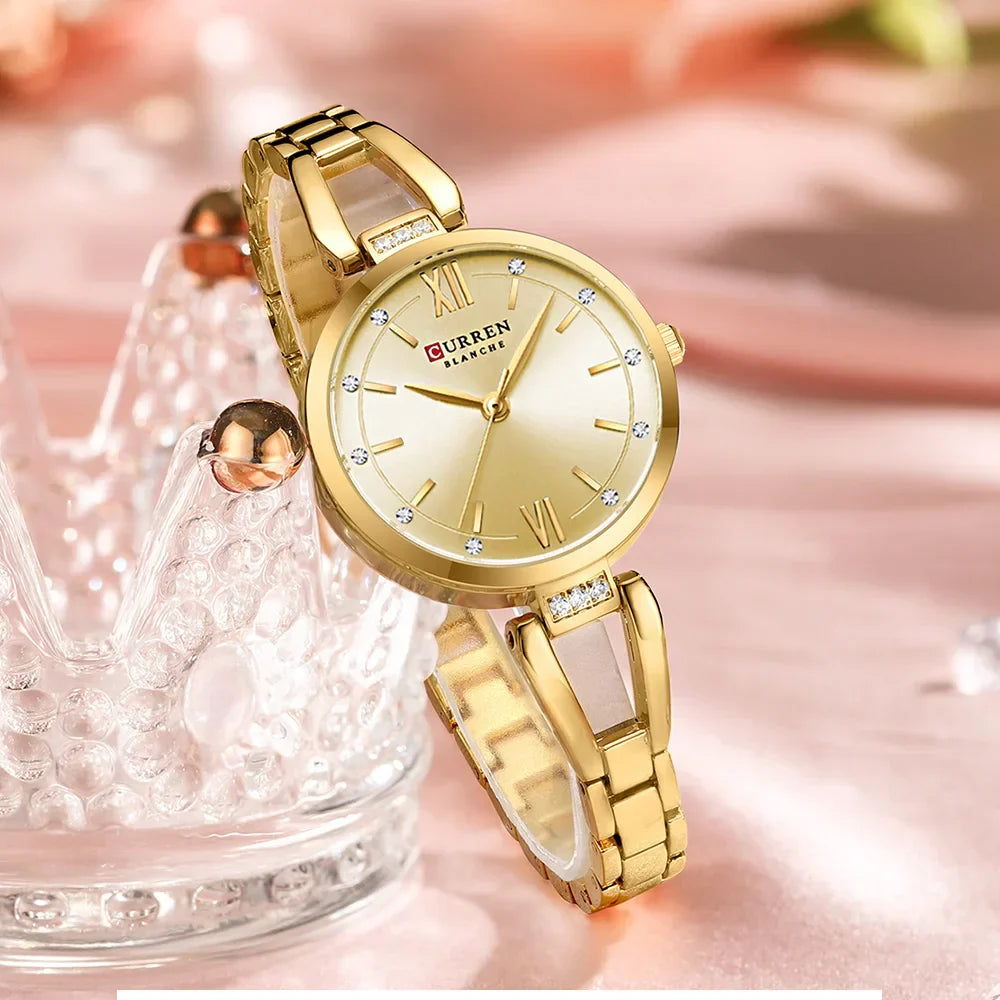 Edle Damen Armbanduhr Edelstahl Analog Quarz