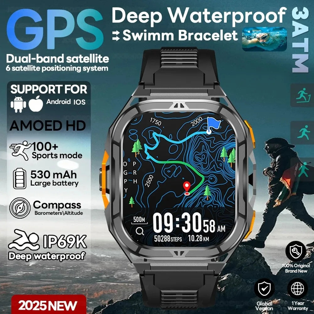 GPS Smart Watch Men 1.96-inch HD AMOLED
