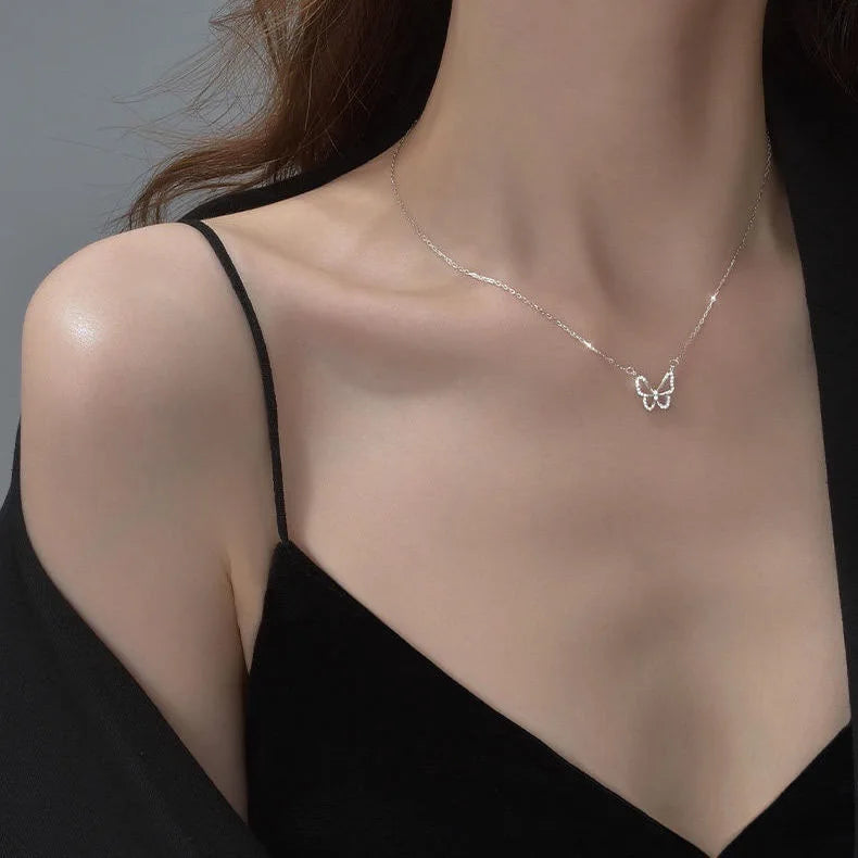 Simple Double Heart Pendant Necklace Couple Stainless Steel Choker Gold Color Chain Wedding Party Friends Jewelry Gift – Halskette