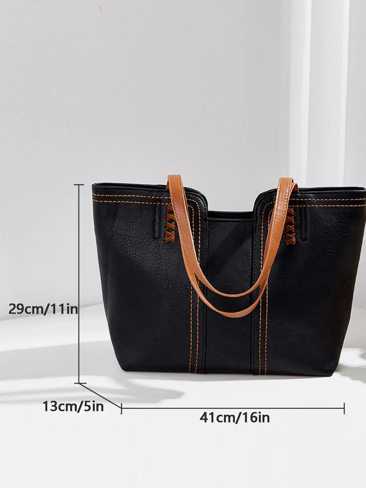 Compact Shopper Faux Leather with Zipper