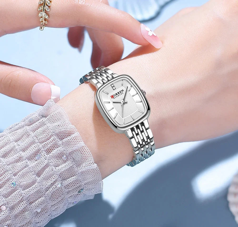 Edle Damen Armbanduhr Edelstahl Analog Quarz wasserbeständig