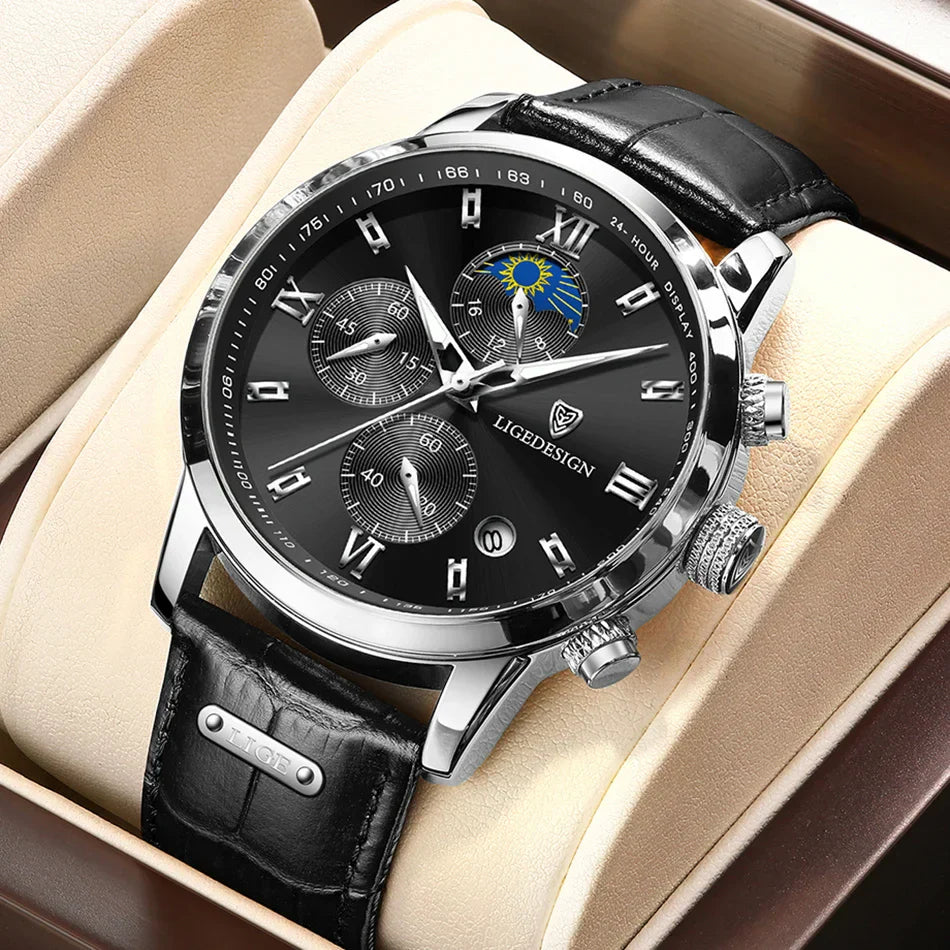 Edle Damen Armbanduhr Lederarmband Analog Quarz wasserbeständig