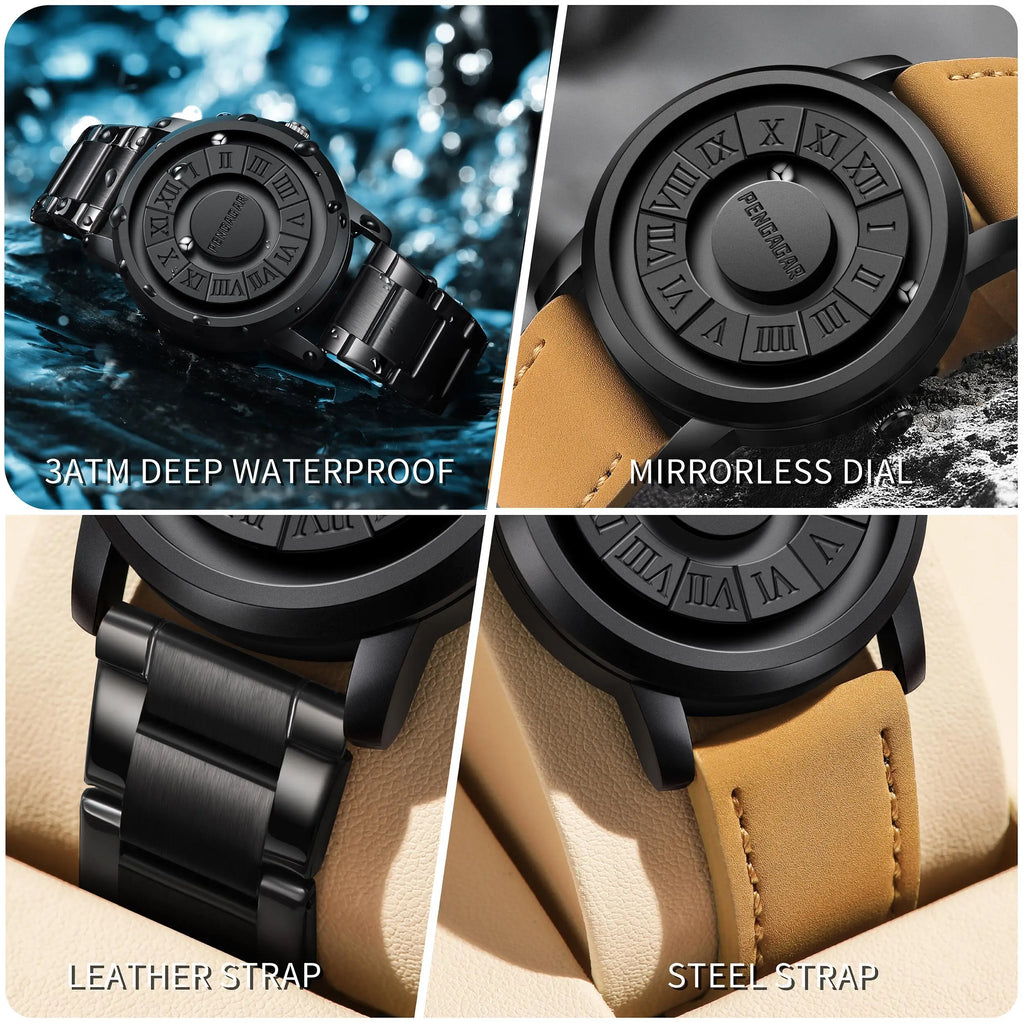 2024 New Luxury Quartz Watch for Men – Creative Scroll Hands, Magnetic Wrist Watch, Relogio Masculino