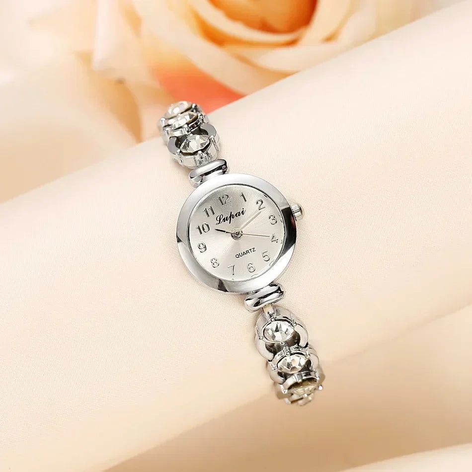 Luxus Damen-Armbanduhr – Edelstahl & Kristall-Armband | Mode Reloj Mujer