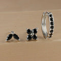 3PCS Stainless Steel Gold Color Circle Hoop Earrings Set Simple Zircon Flower Stud Earring Cartilage Piercing Jewelry