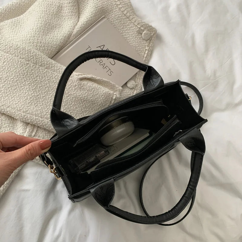 Edle Crossbody Handtasche Lederoptik mit Reißverschluss mit