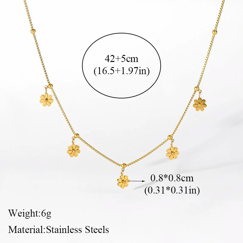 EILIECK 316L Stainless Steel Geometric Colorful Crystal Zirconia Pendant Necklace For Women Fashion Neck Chain Jewelry Gift