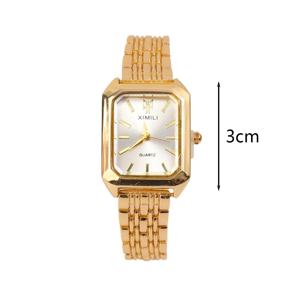 Elegante Damen-Quarzuhr mit eckigem Zifferblatt – Edelstahl Armbanduhr in Gold oder Silber