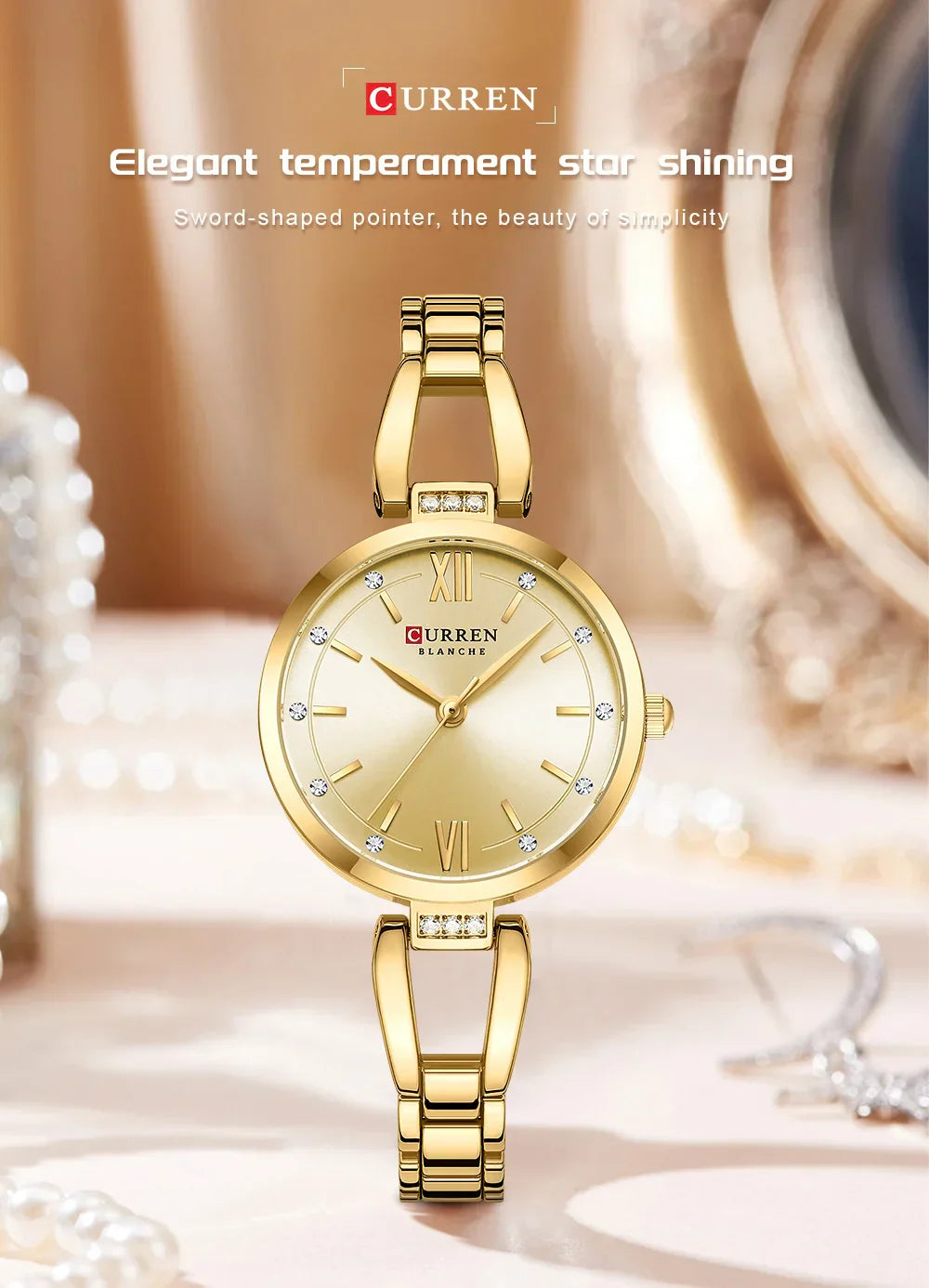 Edle Damen Armbanduhr Edelstahl Analog Quarz