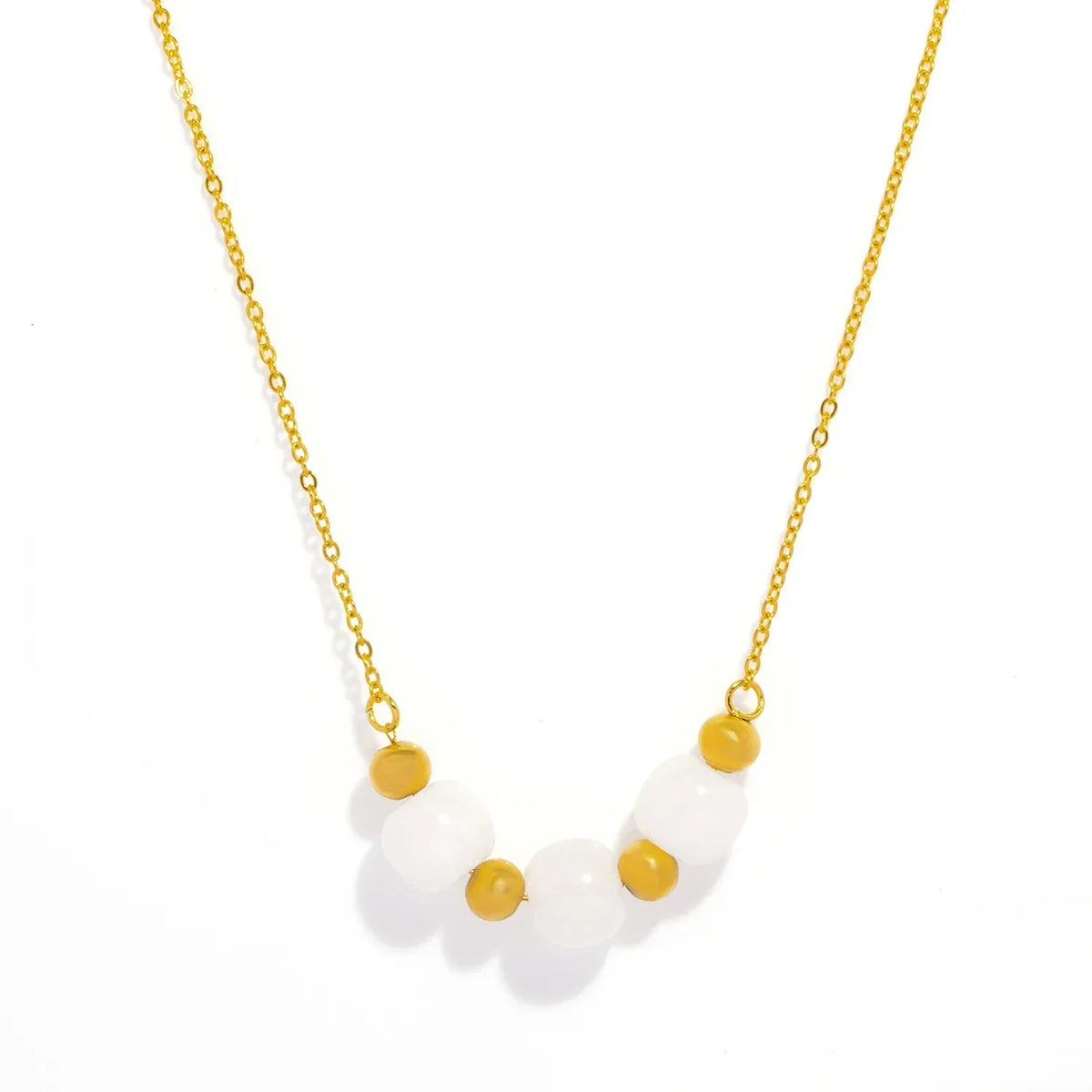 Naturstein-Halskette – Goldene Eleganz mit Charakter