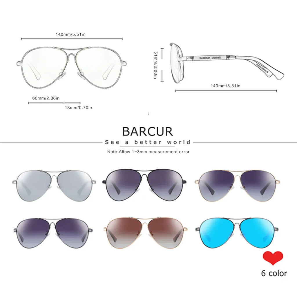 Classic Aviator Sunglasses Polarized UV400 Mirrored Gradient Lenses