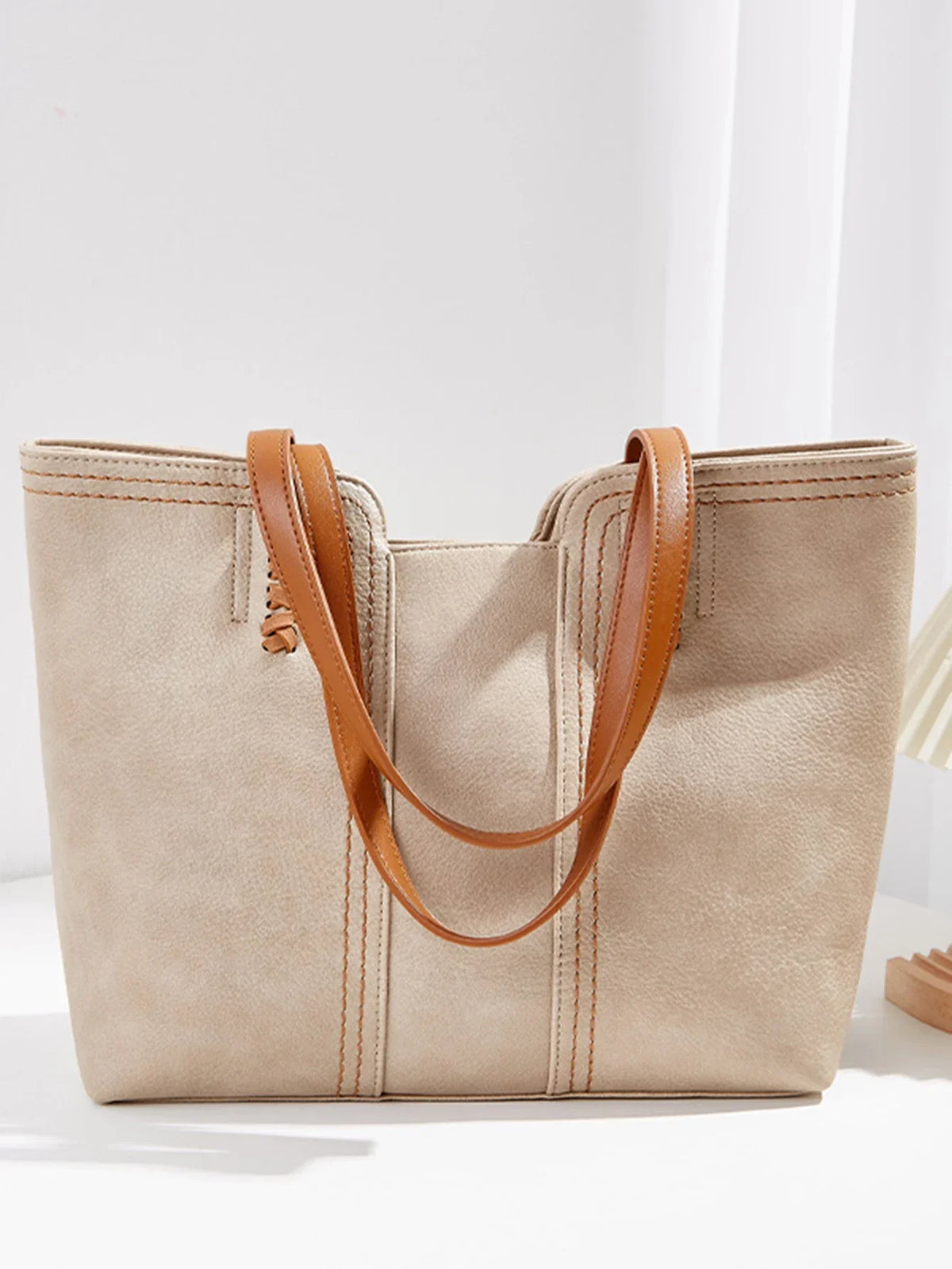 Compact Shopper Faux Leather with Zipper